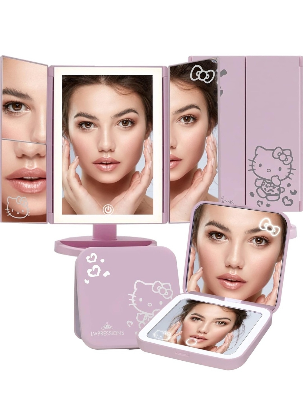 Impressions Lighted Hello Kitty Makeup Mirror - Light Pink